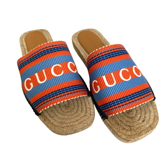 Gucci 772867 men’s Cloth Espadrille Sandals Shoes, sz Gucci 9 & 10.5 - Picture 1 of 10